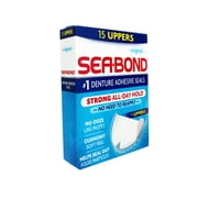Sea Bond Secure Denture Adhesive Seals, Original Uppers, Zinc-Free, All-Day-Hold, Mess-Free, 15 Count