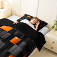 thumbnail image 4 of Manfei Abstract 3D Cube Twin Comforter Sets, Geometric Checkered Bedding Set, Black and Orange, Black Reversible 2-Piece, 1 Comforter and 1 Pillowcase, 4 of 6