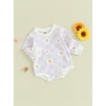 thumbnail image 3 of Bslissey Baby Girls Cute Sweatshirt Romper Floral Plaid Print Long Sleeve Bodysuit Newborn Infant Casual Jumpsuit Fall Daily Clothes 3M 6M 12M 18M, 3 of 9