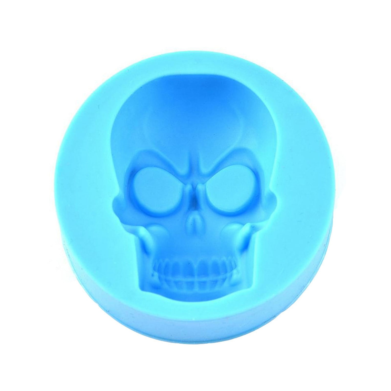 WFZ17 3D Skull Silicone Cake Chocolate Baking Ice Tray Mold Halloween Decorations Blue