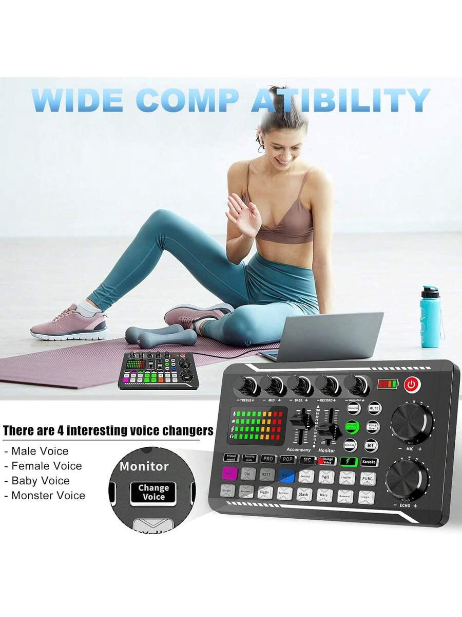 Podcast Equipment Bundle, Audio Interface With Studio Condenser Microphone For Smartphone & PC, Plug-And-Play Live Sound Card, Perfect For Streaming, Singing, And Gaming.