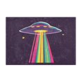 thumbnail image 7 of Yayeee Bath Rug for Bathroom Floor Non Slip Rectangle Fluffy Soft Absorbent Mat, 16"x24", Colorful UFO, 7 of 7