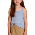 thumbnail image 3 of Eltusu Girls Tank Tops, Summer Crew Neck Casual Striped Sleeveless T-Shirts Blue Size 13-14 T, 3 of 5