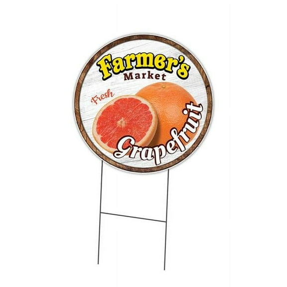 SignMission C-24-CIR-WS-Grapefruit Corrugated Plastic Sign with Stakes 24 in. Circular - Farmers Market Grapefruit