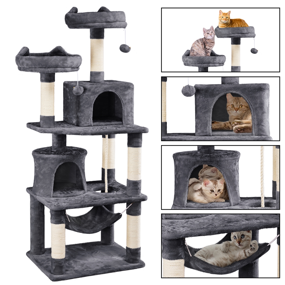Alden Design 62in Double Condo Cat Tree and Scratching Post Tower photo 4