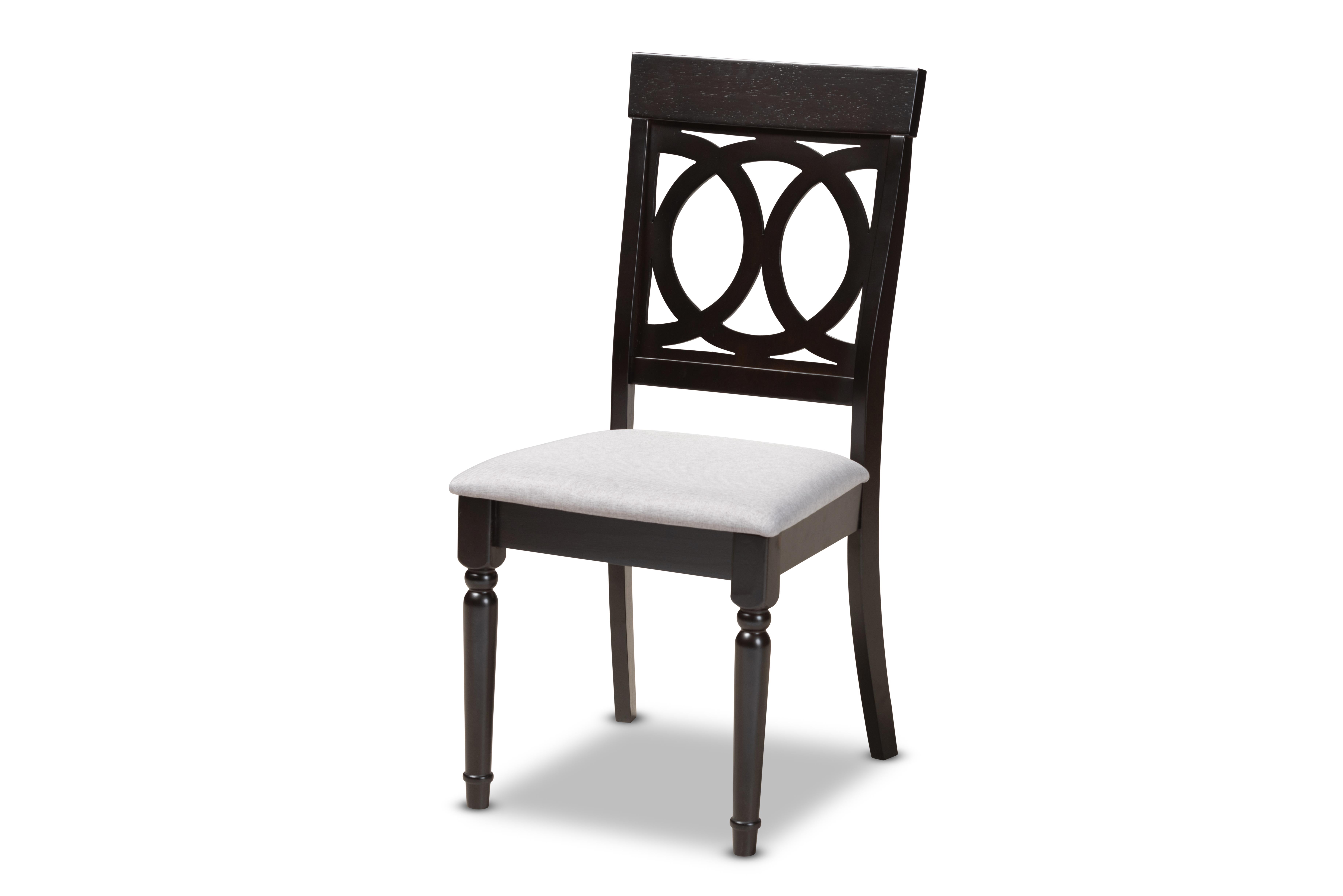 Baxton Studio Lucie Modern and Contemporary Grey Fabric Upholstered Espresso Brown Finished 5-Piece Wood Dining Set
