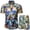 Multicolor, variant on Edvintorg Men Print Buttons Short Sleeves Casual Beach T-Shirt Tops Lacing Shorts Set Tracksuit Men Oversized Clothing