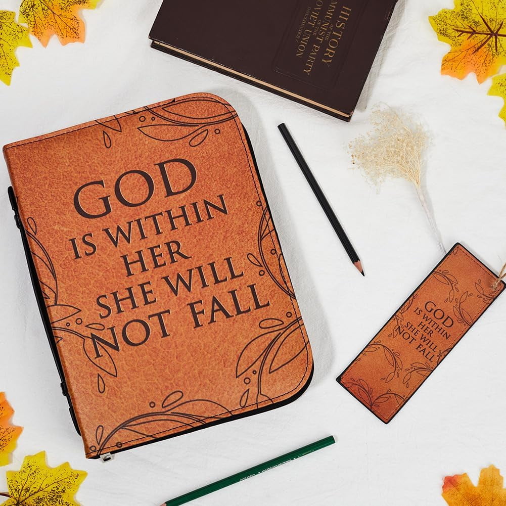 Bible Cases Fit 10.2 x 7.4 x 1.5In with PU Bookmark Book Cover Peru Books Sleeve Bibles Word Travelbook Wristlet Strap Covers Gifts for Friend Mixed Color