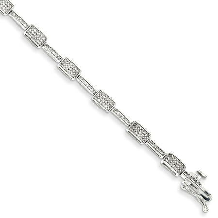 Sterling Silver Diamond Bracelet. Carat Wt- 0.95ct