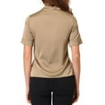 thumbnail image 3 of Allegra K Women's Elegant Satin Tie Neck Blouse Office Short Sleeve Button Down Shirt, 3 of 6
