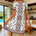 thumbnail image 5 of Taqqpue Women Dress Casual Puff Sleeve Scoop Neck Midi Dress Loose Fit Plus Size Beach Vacation Sundress Casual Knee Length Boho Dress for Women, 5 of 8