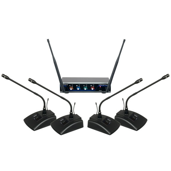 VocoPro, 4 Wireless Microphone System, XLR Connector, Black, Digital-Quad-Conference-C3