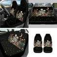 thumbnail image 2 of Jeiento Couple Skull Car Seat Cover Set 14 Pieces with Steering Wheel Seat Belt Cushion Garbage Bag Rearview Mirror Armrest Seat Box Handbrake Cover Set Car Coasters Auto Accessory for SUV Sedans, 2 of 7
