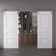 thumbnail image 2 of Double Barn Door 48 x 96 inches | CLASSIC 3389 White Enamel | 13FT Silver Rail Track Set | Solid Panel Interior Doors, 2 of 5