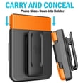 thumbnail image 3 of Case with Clip for Galaxy Z Flip 4 5G, Nakedcellphone [Grid Texture] Slim Hard Shell Cover and [Rotating/Ratchet] Belt Hip Holster Combo for Samsung Z Flip4 Phone (SM-F721U, 2022) - Bright Orange, 3 of 10