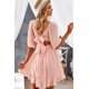 thumbnail image 1 of ABPHQTO Mini vestido de cintura alta con volantes y cuello cuadrado con nudo de lazo para mujer, 1 of 5