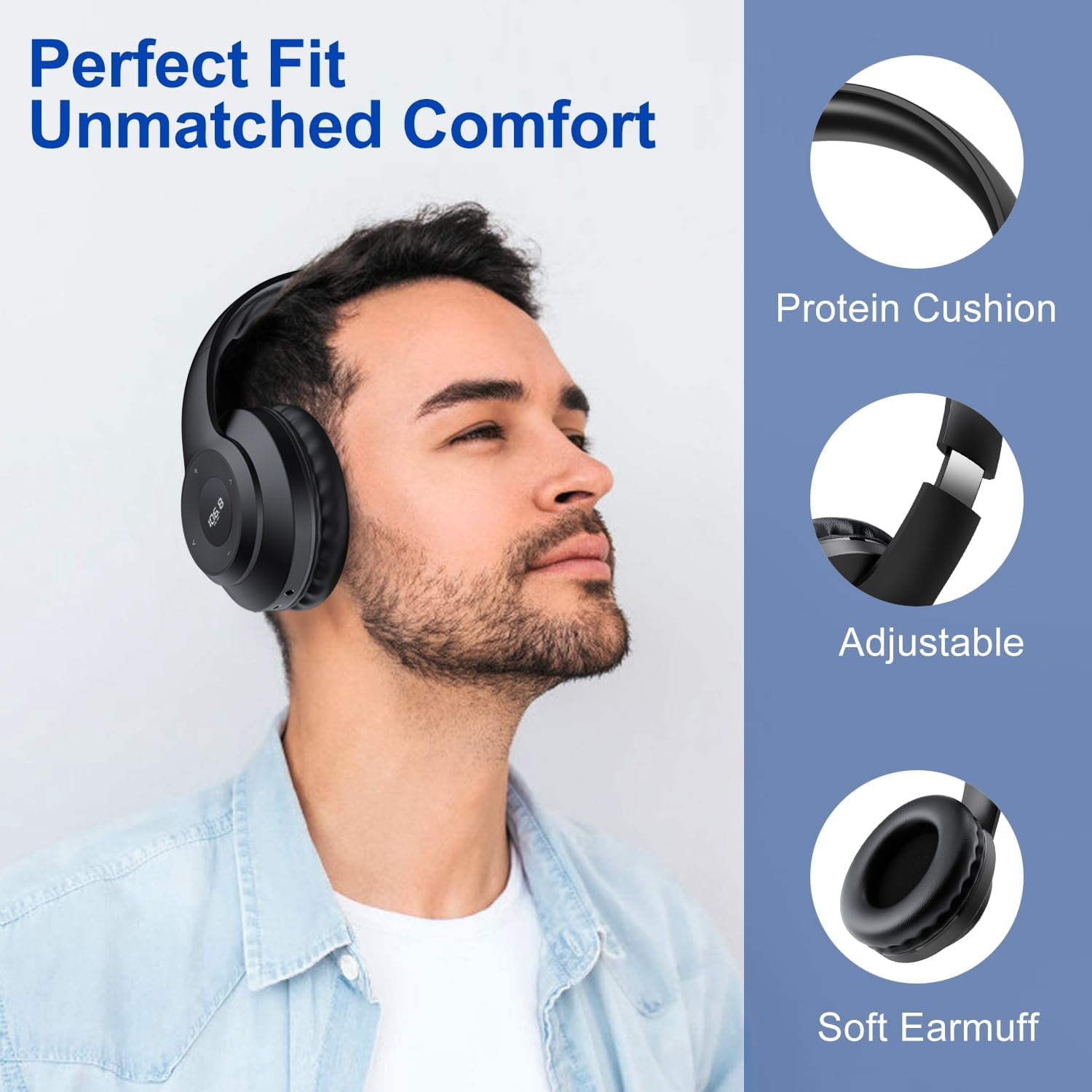 Rechargeable Portable FM Radio Headphones - High Sensitivity Reception, LED Display, Soft Ear Cushions, for Meetings, Work, Hiking, and Jogging