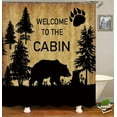 thumbnail image 5 of 4PCS Cabin Shower Curtain Set, Country Western Texas Star Pine Tree Woodland Black Deer Elk Moose Wildlife Animal Hunting Rustic Farmhouse Bathroom Decor, Non-slip Bath Mat, Crescent Moon, 5 of 7
