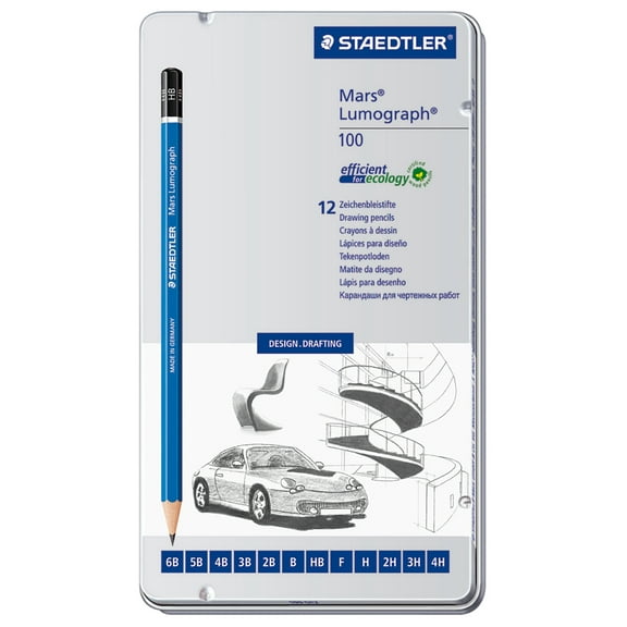 Staedtler Lumograph Pencil Set, 12-Pencils, Medium Degrees