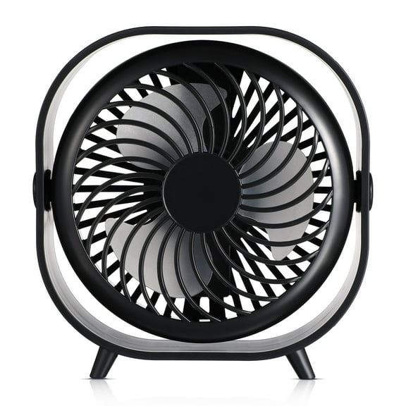 Topbathy Quiet Rechargeable Desk Fan Black with Stable Stand for Home Use