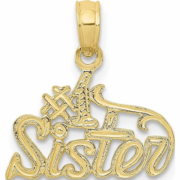 10K Yellow Gold #1 Sister Pendant (16 X 15) Made In Peru -Jewelry By Sweet Pea