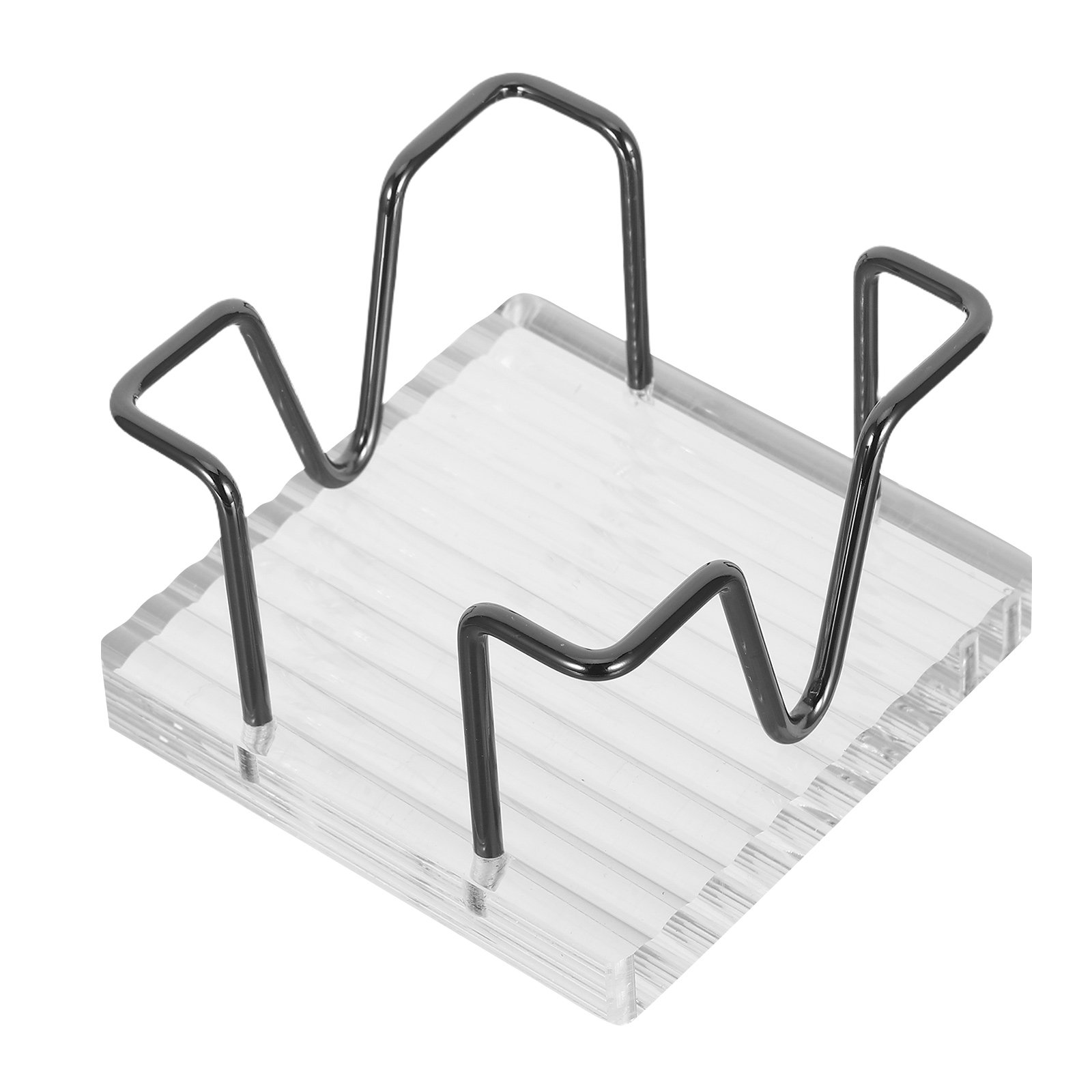 OUNONA Black Acrylic Memo Pad Container with Metal Wire Stand Desk Note Paper Storage 1 Count