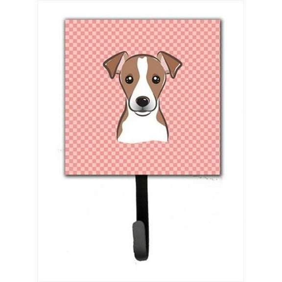 Carolines Treasures Checkerboard Pink Jack Russell Terrier Leash or Key Holder 7Hx4.25W multicolor