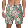 thumbnail image 2 of Goofa Rose Flowers Printed Men's Swim Trunks Board Shorts Quick Dry Mens Swimming Trunks with Compression Liner,Breathable Fit Hawaii Beach Shorts-Large, 2 of 9