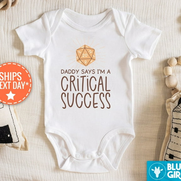 Daddy Says I'M A Critical Success Onesie, Dnd Baby Bodysuit, Gaming Dice Onesie, Baby Announcement, Pregnancy Announcement, D&D Cute Baby Onesie, BABY BODYSUIT LAT 4424