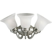 Bedford Collection Three-Light Brushed Nickel Etched Alabaster Glass Traditional Bath Vanity Light