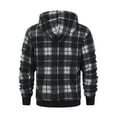 thumbnail image 5 of Busydd Mens Winter Jacket Fashion Plaid Warm Mens Fleece Jacket Casual Long Sleeve Zip up Hooded Winter Coats for Men with Pockets 2XL, 5 of 5