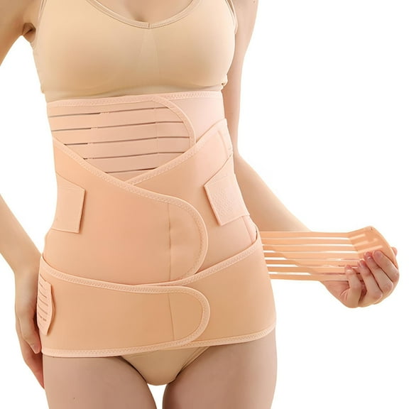 3 in 1 Postpartum Belly Band Post Partum for Women Abdominal Binder Surgery C Section Recovery Stomach Belly Wrap Belt, Beige