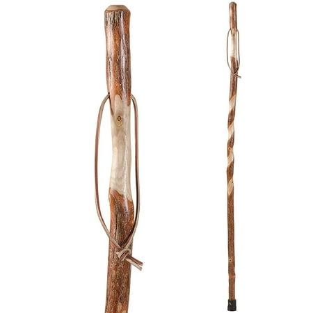 Brazos Twisted Sassafras Handcrafted Wood Walking Stick Trekking Pole Cane, 58 Inches