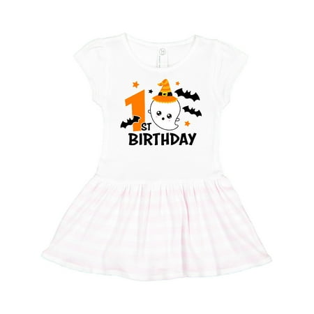 

Inktastic 1st Birthday with Ghost and Bats Halloween Gift Toddler Girl Dress