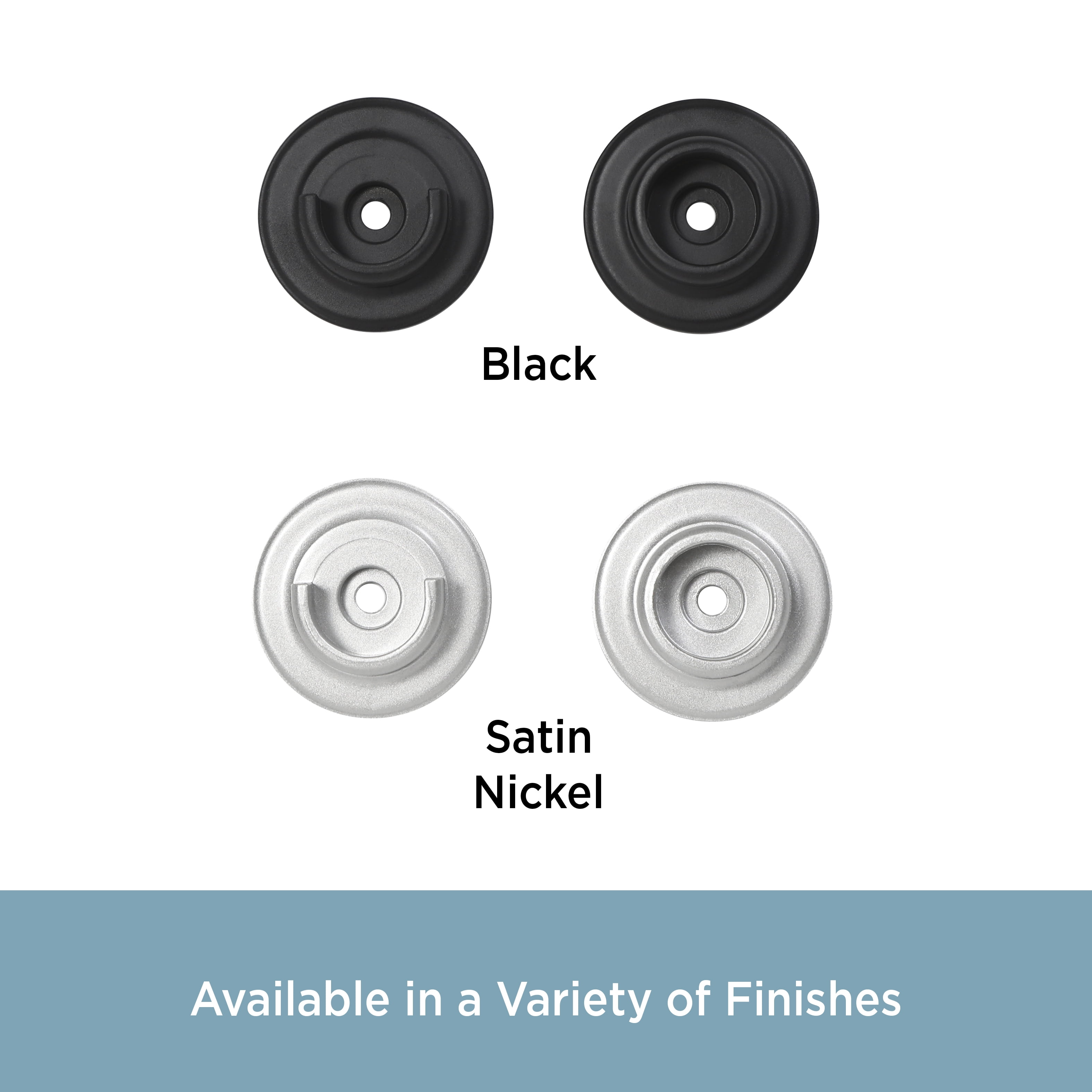 Kenney 5/8-3/4" Diameter Curtain Rod Hardware Mount Wall Cup Brackets, Black, Set of 2