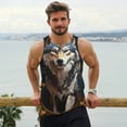 thumbnail image 6 of Gukieu Oil Painting Tribal Wolf Print Men's Quick Dry Fitness Vest, Round Neck Sleeveless Fitness Bodybuilding Top-X-Large, 6 of 7