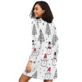 thumbnail image 2 of FORMRS Womens Long Sleeve Nightgowns Crew Neck Sleep Shirt Soft Pajamas Sizes S-3XL, Black Cartoon Snowmen, 2 of 8