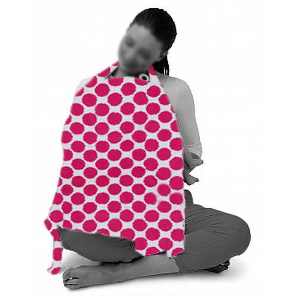 Bacati Ikat Bright Pink Dots 100 Percent Cotton Breathable Muslin Breastfeeding/Nursing Privacy Cover