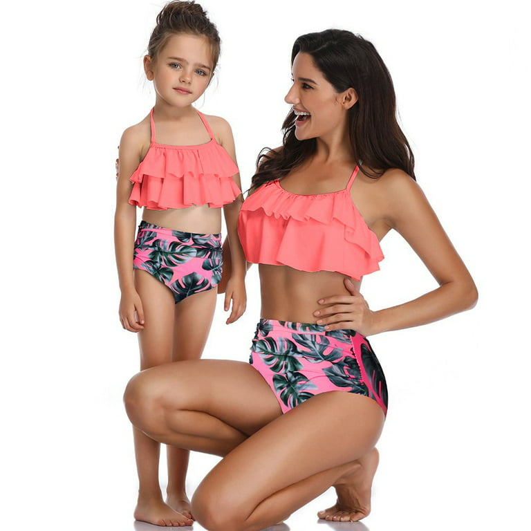 Mother Daughter Swimsuit Family Matching Girls Swimwear Women Bikini  Bathing Suit Set