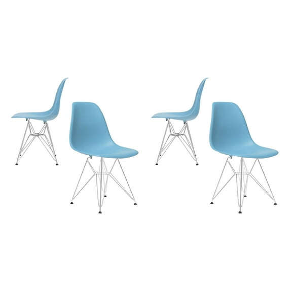 Eiffel Dining Chair with Chrome Base - Light Blue