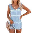 thumbnail image 3 of Camiseta sin mangas con botones sin mangas estampada con efecto tie-dye para mujer, azul, XL Vogacara AP002428-04, 3 of 5