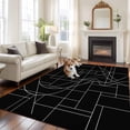 thumbnail image 2 of Black Striped Geometric Area Rugs 6'x9', Washable Small Throw Rugs for Kitchen Dining room, Modern Abstract Art Stripes Indoor Outdoor Rug Non-Slip Low Pile Carpet Runner Reversible Floor Mats, 2 of 8