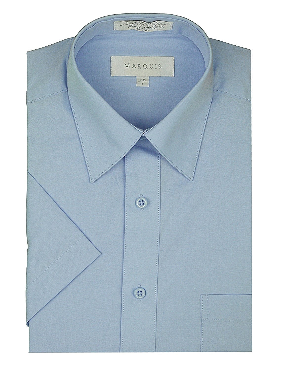 Men's Solid Dress Shirt With Convertible Cuffs - Regular Fit, 60% Cotton 40% Polyester (Turquoise, 16.5 Neck 37 Sleeve)