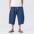 thumbnail image 3 of Mens Plus Size Cotton Capri Pants Summer Casual Loose Baggy Capris Pants Elastic Waist Pants for Men, 3 of 4
