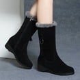 thumbnail image 6 of Xiaoxatg Women's Mid-Calf Boots Fashionable Suede -On Casual Comfortable Footwear for Autumn and Winter 7 Black, 6 of 6