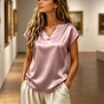 thumbnail image 5 of Babysbule Notch Neck Short Sleeve Blouse S-XXL Women's Casual Office Loose Fit Everyday Top, 5 of 9