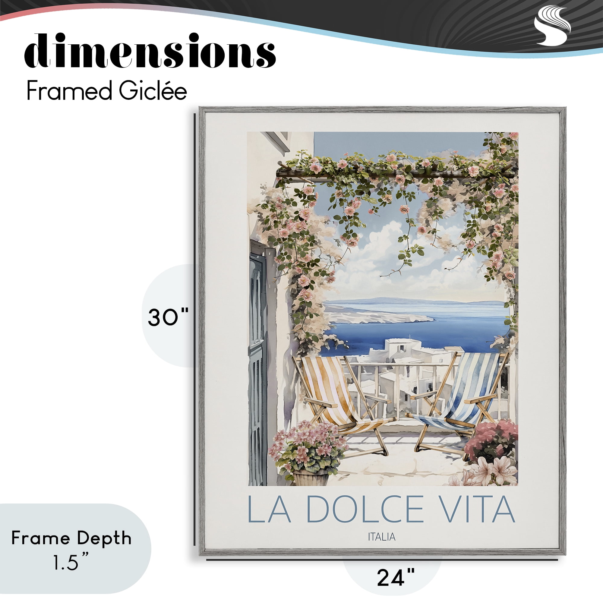 Stupell Industries Coastal Italian Balcony View Gray Framed Giclee Art, design by CAD Designs
