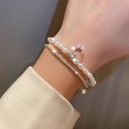 thumbnail image 6 of SUSHANG Pearl Moon Double Layer Bracelet Shimmering Pearl Zircon Moon Pendant Double Bracelets Female Design Sensitive Bracelets Light Jewelry Simple Bracelet Personality Quality High Grade, 6 of 9