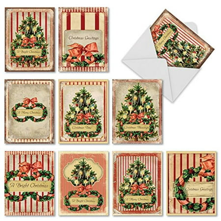 'M1744XB HOLIDAY MEMORIES' 10 Assorted All Occasions Note Cards Feature Vintage Images of Christmas Greenery with Envelopes by The Best Card (Best Corporate Holiday Cards)