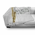 thumbnail image 3 of Music Soft Flannel Fleece Throw Blanket, Illustration of Old Saxophone with Template Solo Vibes Art Print Design, Cozy Plush for Indoor and Outdoor Use, 50" x 70", Yellow Black White, by Ambesonne, 3 of 6